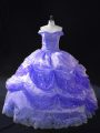 Best Selling Off The Shoulder Sleeveless Organza 15 Quinceanera Dress Beading and Pick Ups Lace Up