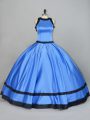 Ruching Quinceanera Gowns Blue Lace Up Sleeveless Floor Length