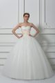 Luxury White Sweetheart Lace Up Beading and Lace Wedding Dress Sleeveless