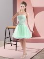 Apple Green A-line Tulle Sweetheart Sleeveless Beading Mini Length Zipper Cocktail Dresses