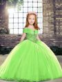 Yellow Green Lace Up Pageant Dress Toddler Beading Sleeveless