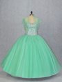 Amazing Sleeveless Lace Up Floor Length Beading Quince Ball Gowns