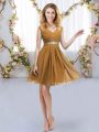 Mini Length Zipper Bridesmaid Dresses Brown for Wedding Party with Belt