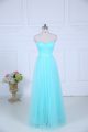 Sumptuous Aqua Blue Zipper Sweetheart Ruching Vestidos de Damas Tulle Sleeveless