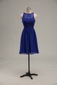 Stunning Royal Blue Zipper Scoop Lace Homecoming Dress Chiffon Sleeveless
