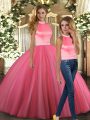 Luxury Floor Length Backless Quinceanera Dress Coral Red for Sweet 16 and Quinceanera with Beading