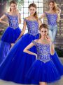 Royal Blue Sleeveless Tulle Lace Up 15 Quinceanera Dress for Military Ball and Sweet 16 and Quinceanera