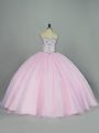 Custom Fit Baby Pink Quinceanera Dresses Sweet 16 and Quinceanera with Beading Sweetheart Sleeveless Lace Up