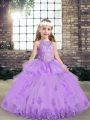 Lavender Sleeveless Tulle Lace Up Pageant Gowns For Girls for Party and Wedding Party