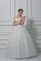 Enchanting Tulle Sweetheart Sleeveless Lace Up Beading and Appliques Bridal Gown in White