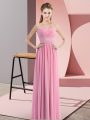 Glamorous Rose Pink Sweetheart Neckline Beading Prom Party Dress Sleeveless Zipper