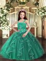 Dazzling Sleeveless Lace Up Floor Length Beading and Ruffles Kids Formal Wear