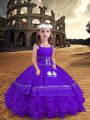 Lavender Sleeveless Satin and Organza Zipper Pageant Dress for Womens for Wedding Party