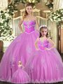 Dynamic Lilac Lace Up Quinceanera Dress Beading and Appliques Sleeveless Floor Length