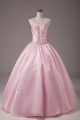 Ball Gowns Vestidos de Quinceanera Baby Pink Strapless Organza Sleeveless Floor Length Lace Up