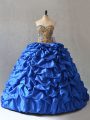 Vintage Ball Gowns Sleeveless Blue Sweet 16 Dresses Lace Up