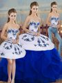 Perfect Floor Length Royal Blue 15 Quinceanera Dress Sweetheart Sleeveless Lace Up
