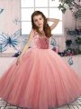 Scoop Sleeveless Tulle Child Pageant Dress Beading Lace Up