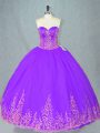 Lovely Floor Length Purple Quinceanera Gown Sweetheart Sleeveless Lace Up