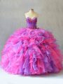 Charming Sweetheart Sleeveless Lace Up Quinceanera Dresses Multi-color Organza