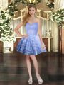 Pretty Lavender Ball Gowns Ruffled Layers Prom Party Dress Lace Up Organza Sleeveless Mini Length