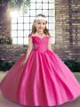 Superior Tulle Straps Sleeveless Lace Up Beading Little Girls Pageant Dress Wholesale in Hot Pink