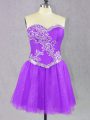 Fine Tulle Sweetheart Sleeveless Lace Up Beading Prom Dresses in Lilac