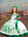 Sleeveless Embroidery Lace Up Little Girls Pageant Dress