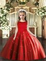 Sleeveless Lace Up Floor Length Beading Little Girl Pageant Dress