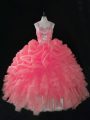 Cute Sleeveless Zipper Beading and Ruffles and Pick Ups Ball Gown Prom Dress