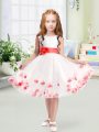 Most Popular White Flower Girl Dress Wedding Party with Appliques and Belt Scoop Sleeveless Zipper