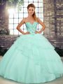 Apple Green Sweet 16 Dress Sweetheart Sleeveless Brush Train Lace Up
