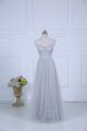 Grey Zipper Quinceanera Court Dresses Ruching Sleeveless Floor Length