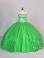 Fashionable Sleeveless Tulle Brush Train Lace Up Vestidos de Quinceanera for Sweet 16 and Quinceanera