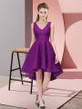 Most Popular Purple Sleeveless Lace Zipper Wedding Guest Dresses for Wedding Party