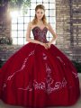 Sweetheart Sleeveless Lace Up Sweet 16 Quinceanera Dress Wine Red Tulle