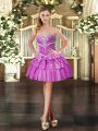 Fantastic Lilac Ball Gowns Beading Lace Up Taffeta Sleeveless Mini Length