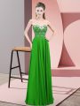 Shining Green Sleeveless Floor Length Beading Zipper Formal Evening Gowns
