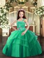 Fashion Straps Sleeveless Tulle Little Girls Pageant Dress Wholesale Beading and Ruffled Layers Lace Up