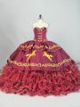 Burgundy Sweet 16 Dress Sweetheart Sleeveless Brush Train Lace Up