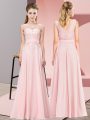 On Sale Floor Length Baby Pink Court Dresses for Sweet 16 Scoop Sleeveless Zipper