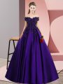 Amazing Satin Sleeveless Floor Length Quinceanera Gowns and Lace