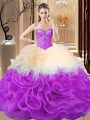 Multi-color Sweetheart Neckline Beading and Ruffles Quinceanera Gowns Sleeveless Lace Up