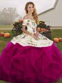 Glamorous Fuchsia Sleeveless Tulle Lace Up 15 Quinceanera Dress for Military Ball and Sweet 16 and Quinceanera