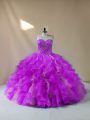 Sweetheart Sleeveless Lace Up Beading and Ruffles Quinceanera Gowns in Multi-color