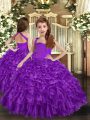 Dramatic Organza Sleeveless Floor Length Pageant Gowns and Ruffles