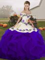 Dynamic Floor Length Ball Gowns Sleeveless White And Purple Quinceanera Dresses Lace Up