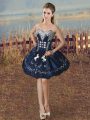 Sexy Mini Length Ball Gowns Sleeveless Navy Blue Hoco Dress Lace Up