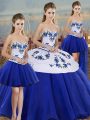 Wonderful Sweetheart Sleeveless Tulle Quinceanera Dress Embroidery and Bowknot Lace Up