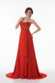 Red Prom Gown Sweetheart Sleeveless Brush Train Zipper